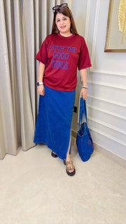 Davina Denim Three Piece Skirt Set