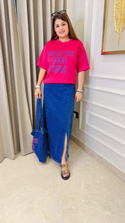 Davina Denim Three Piece Skirt Set