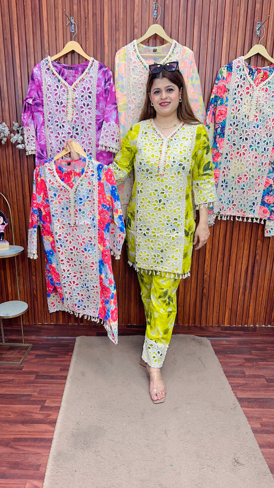 Premium Schifli Cotton coord set