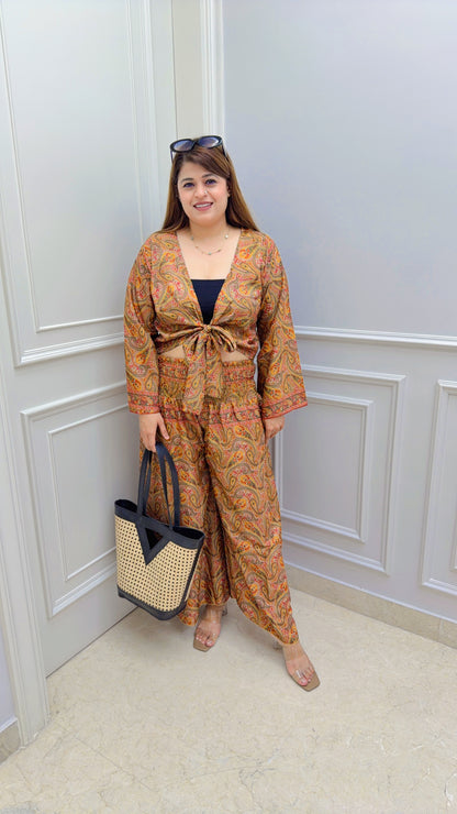 Knot China Silk Two Piece Coord Set