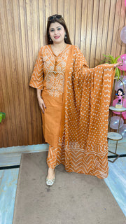 Vrinda Bandhej Cotton Suit Set