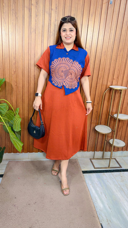 Denim Crochet Imported Lycra Dress