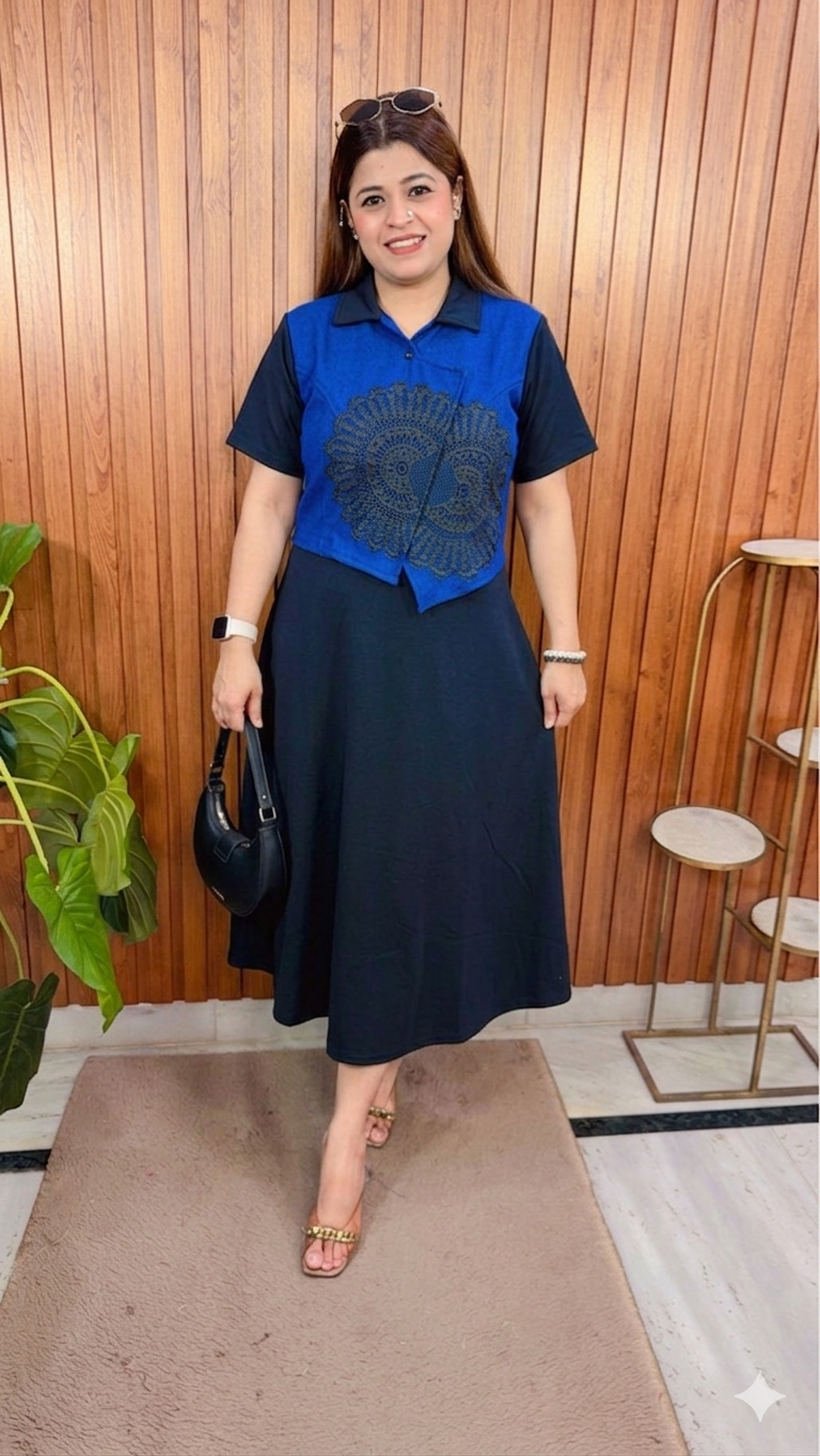 Denim Crochet Imported Lycra Dress