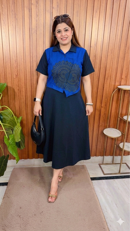 Denim Crochet Imported Lycra Dress