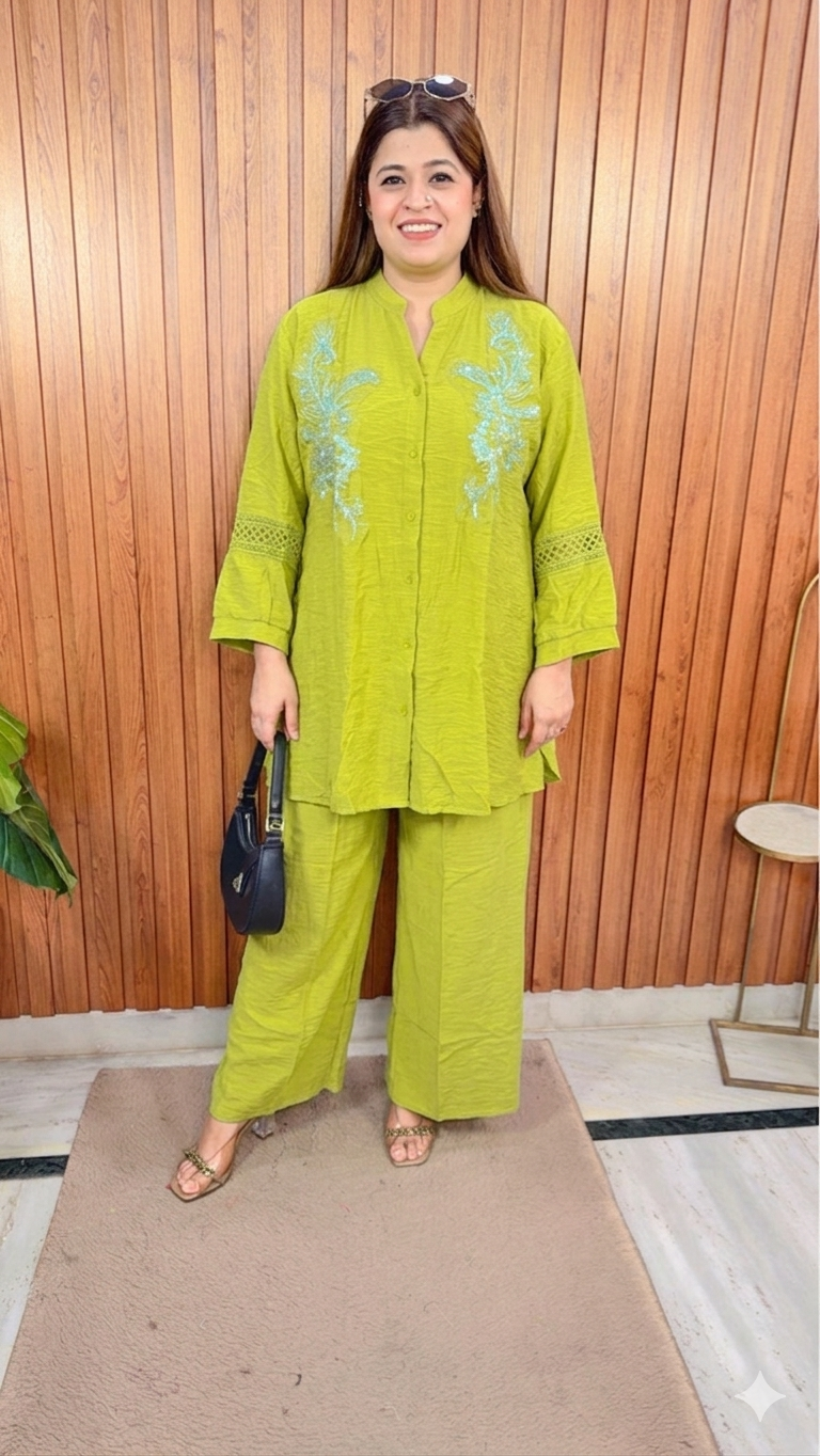 Reeva Handwork Cotton Linen Coord Set
