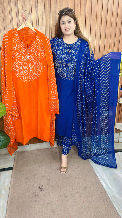 Vrinda Bandhej Cotton Suit Set