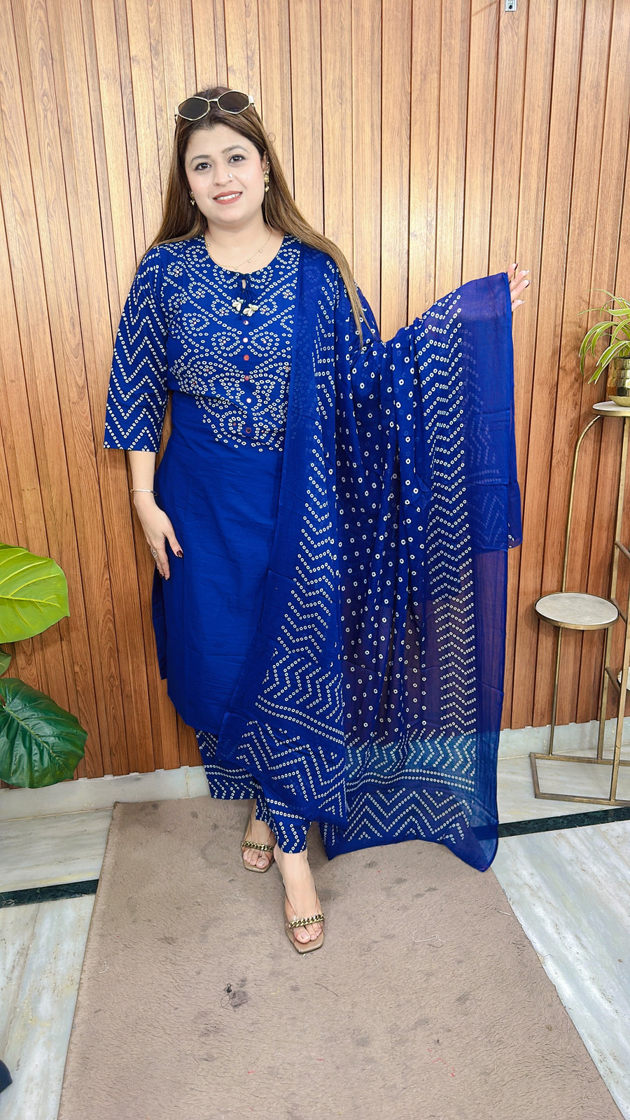 Vrinda Bandhej Cotton Suit Set