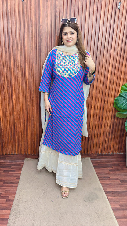 Leheriya pure cotton suit with sharara set