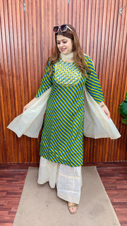 Leheriya pure cotton suit with sharara set