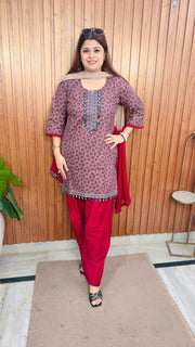 Navira Cotton Printed Farshi Three Piece Suit