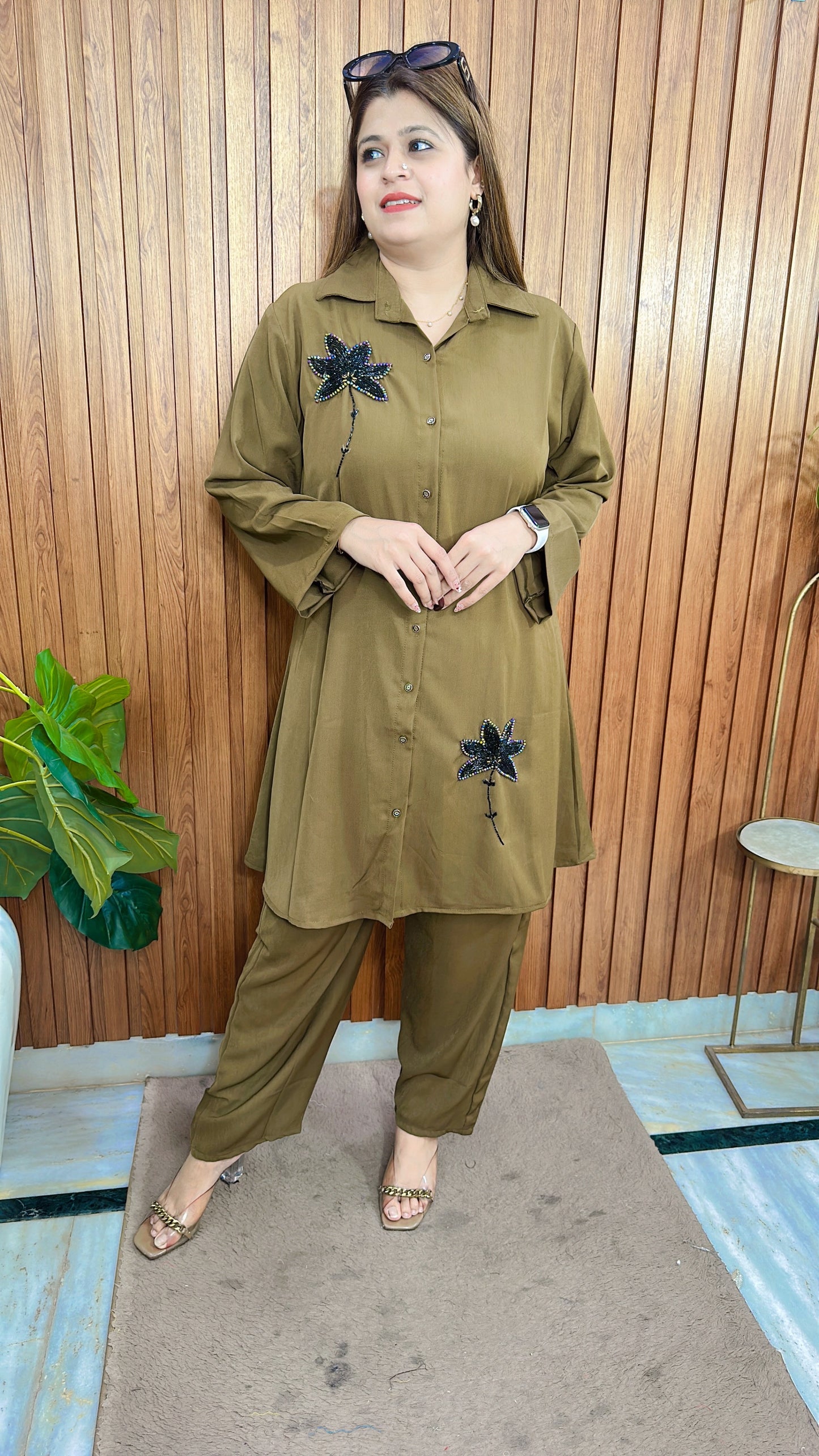 Cutdana Flower Lycra coord set