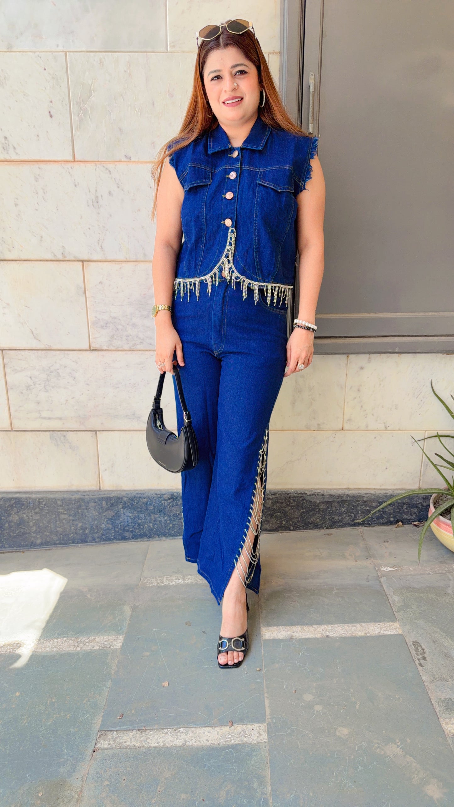 Alpha Servoski Denim Two Piece Coord Set