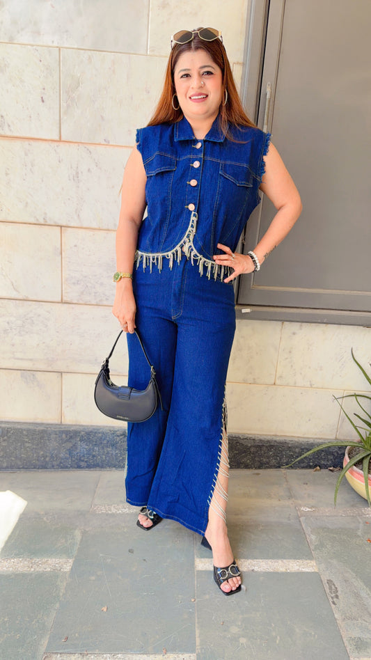 Alpha Servoski Denim Two Piece Coord Set