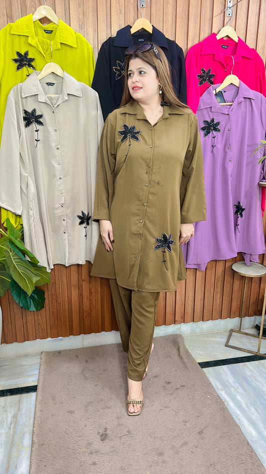 Cutdana Flower Lycra coord set