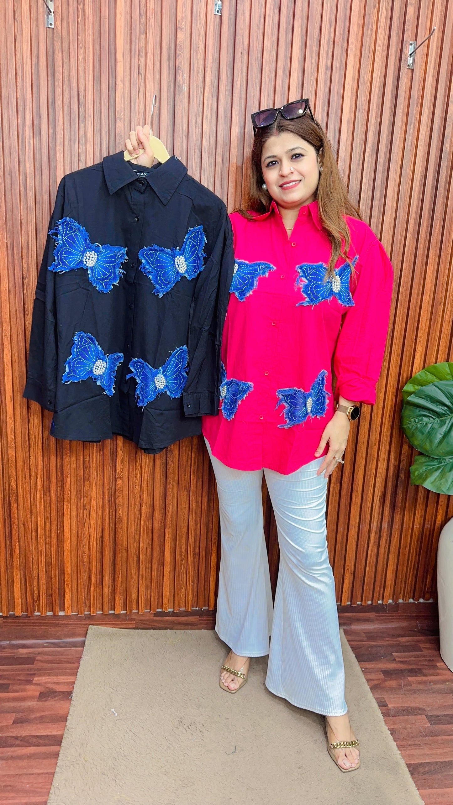Denim butterfly cotton shirt