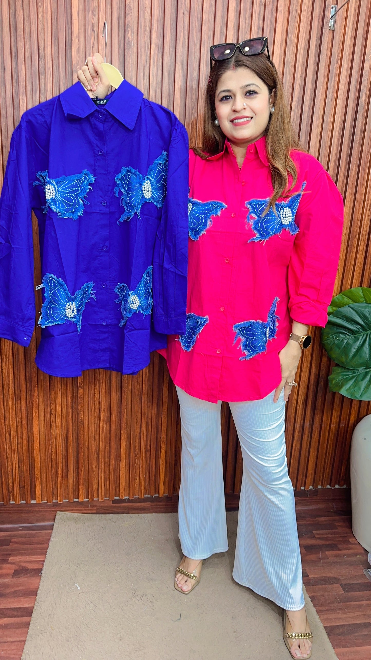 Denim butterfly cotton shirt