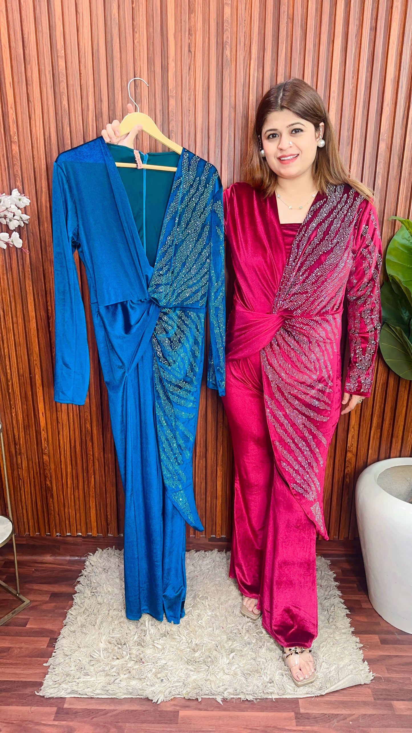 Party Wear Velvet Jumpsuit