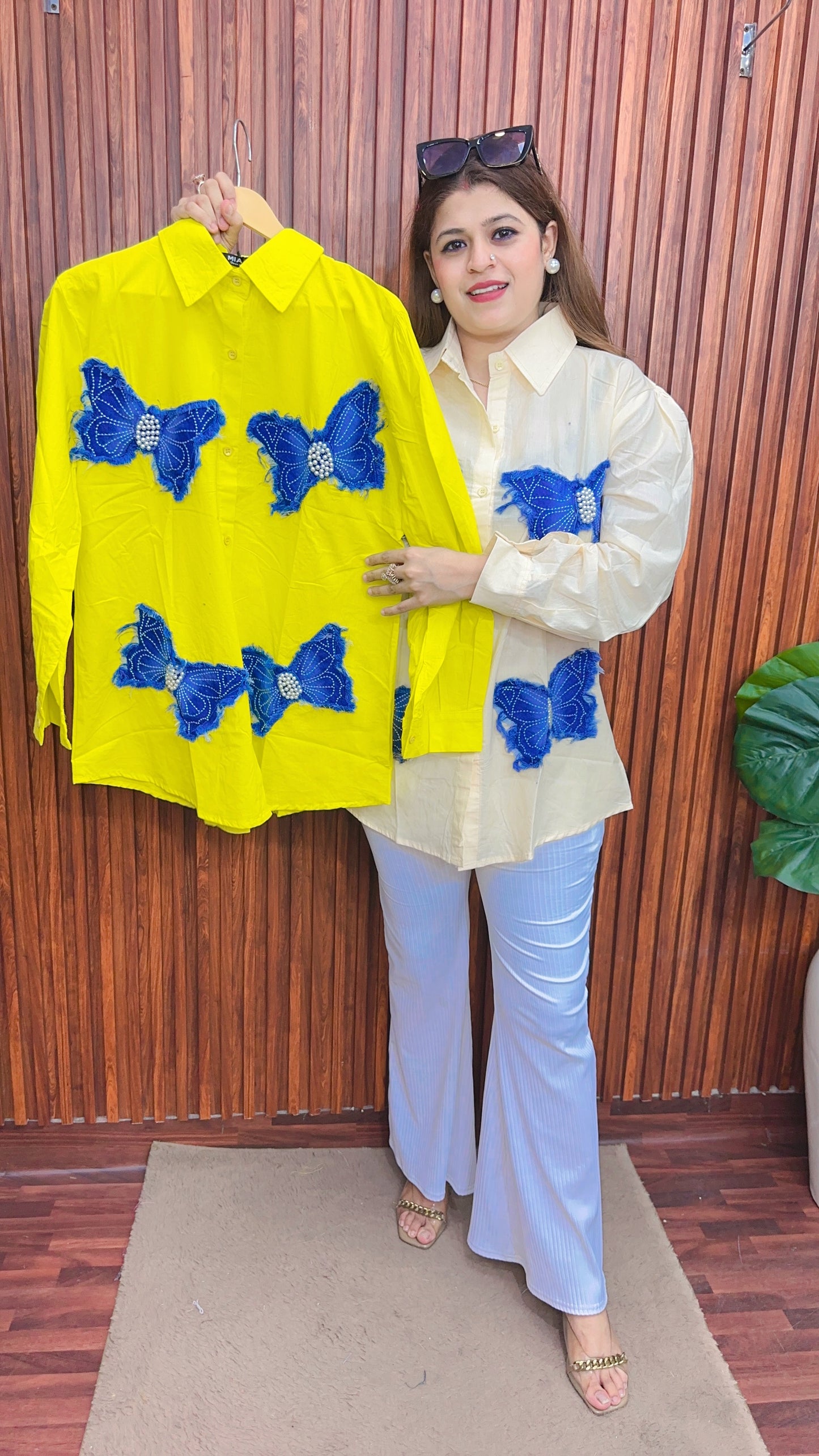 Denim butterfly cotton shirt