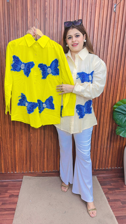 Denim butterfly cotton shirt