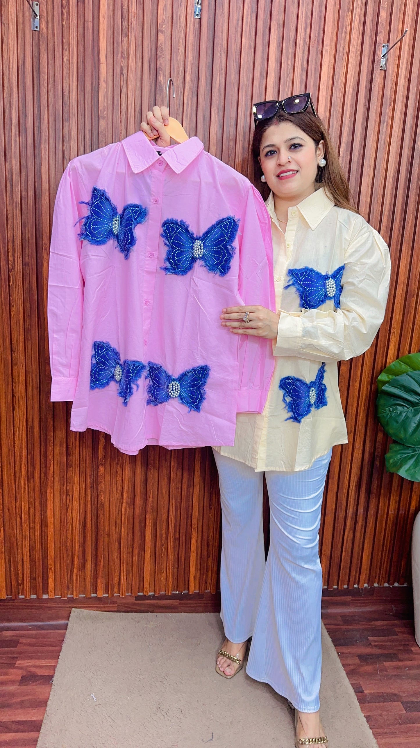 Denim butterfly cotton shirt