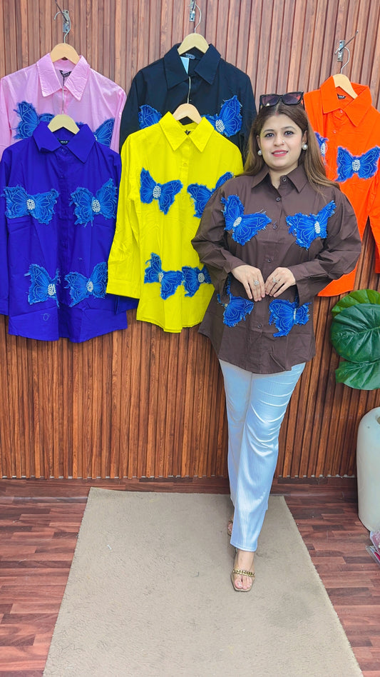 Denim butterfly cotton shirt