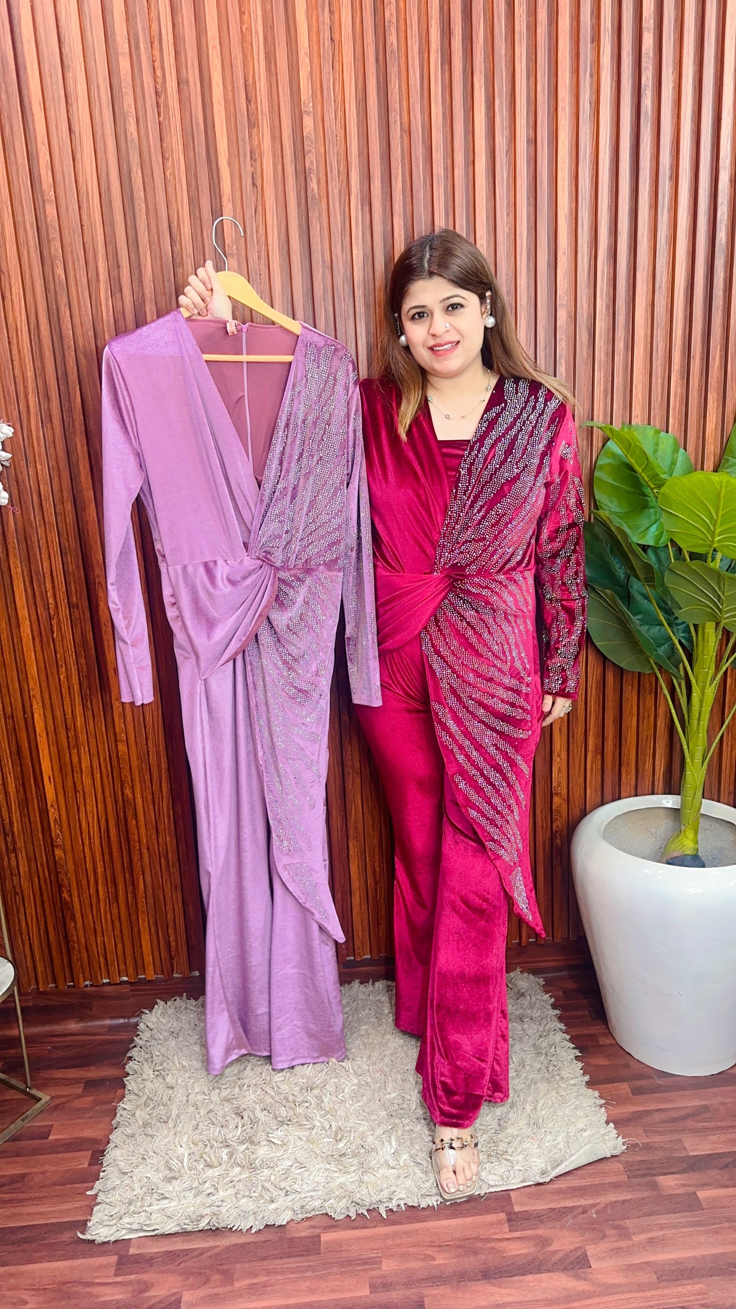 Party Wear Velvet Jumpsuit