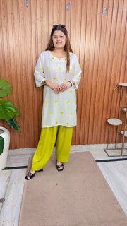 Heart Embroidery Farshi Two Piece Set