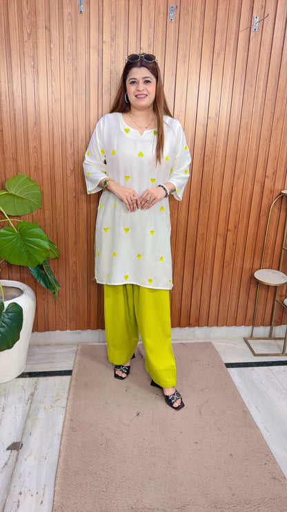 Heart Embroidery Farshi Two Piece Set