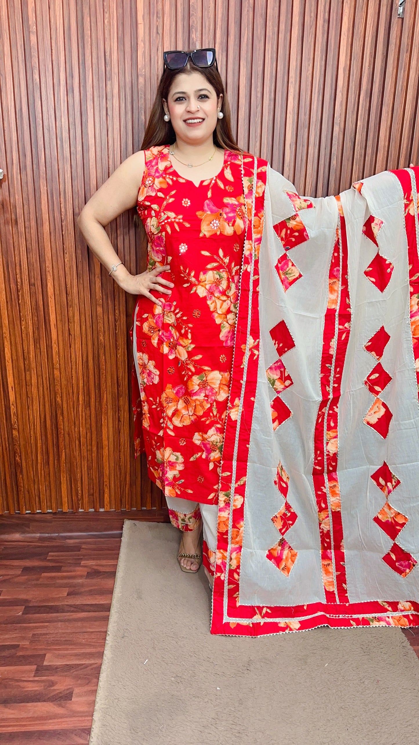 Designer Khadi cut sleeve Cotton Suit