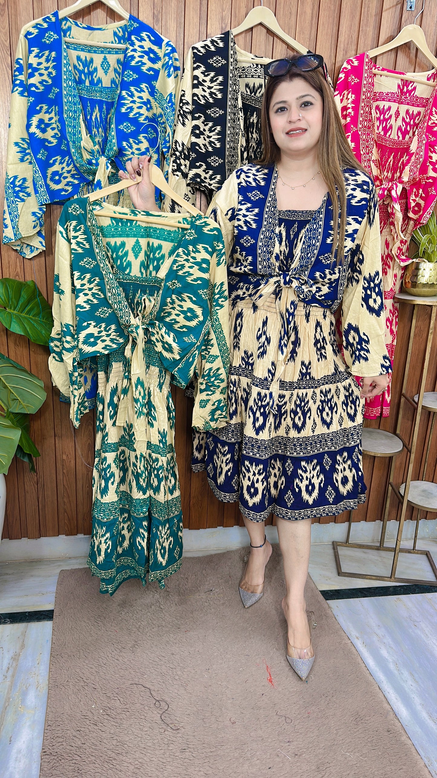 Block Print Smokey Cotton Dress