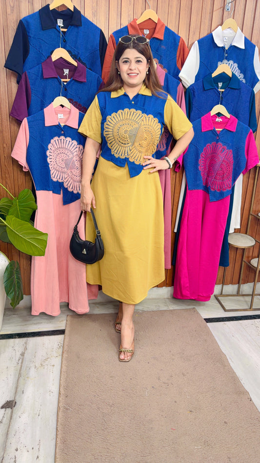 Denim Crochet Imported Lycra Dress