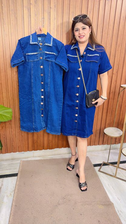 Daimond Collar Denim Dress