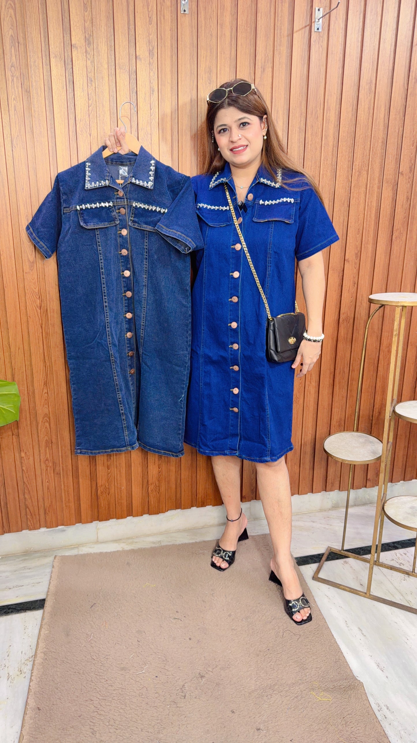 Daimond Collar Denim Dress