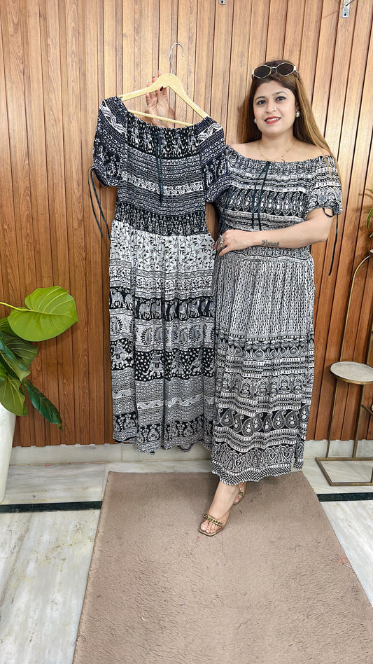 Black and White Bobbin Dress