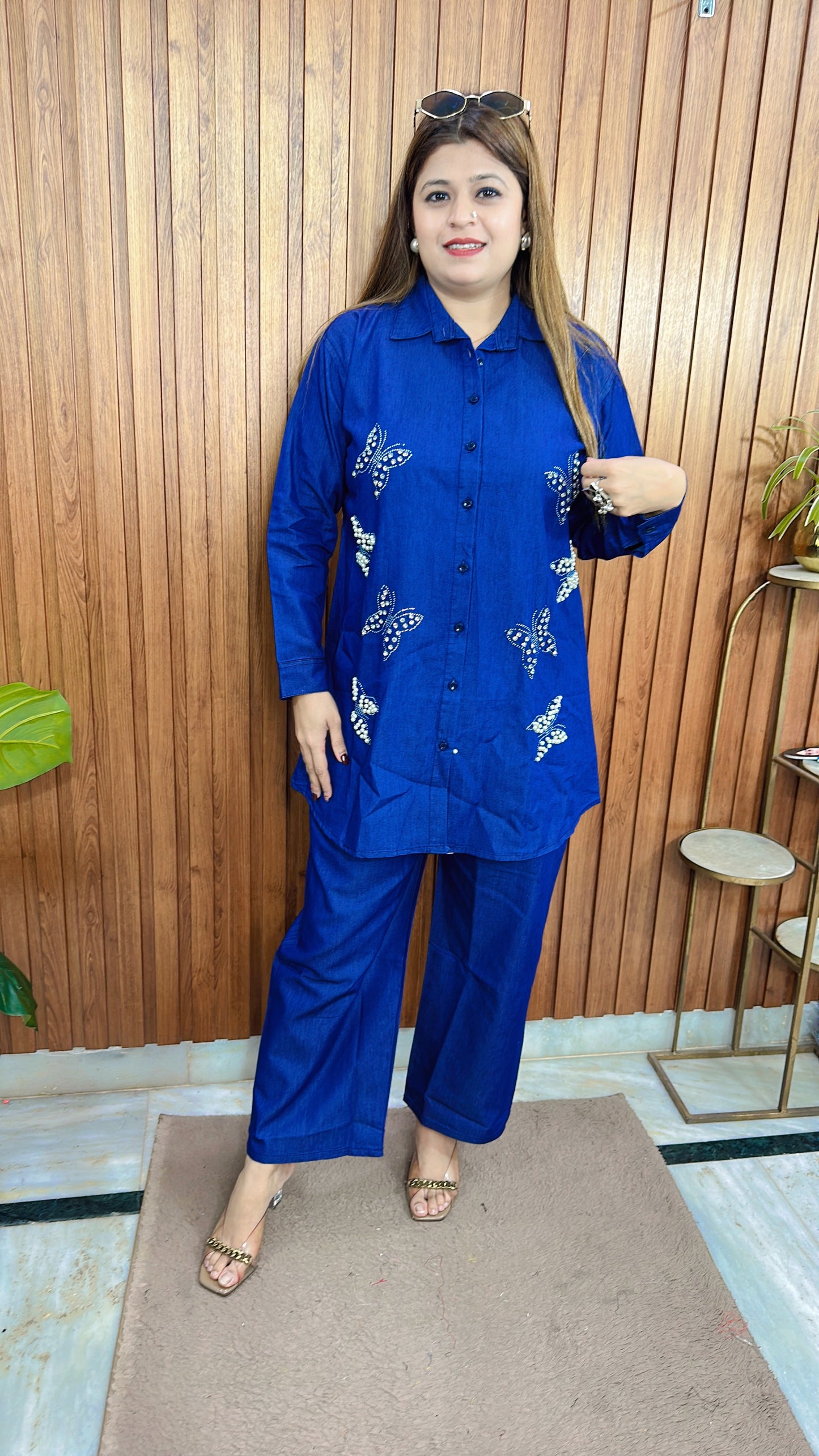 Butterfly Pearl Denim Coord set