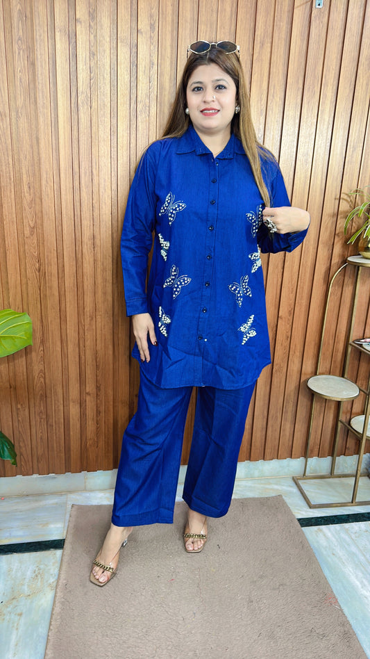 Butterfly Pearl Denim Coord set