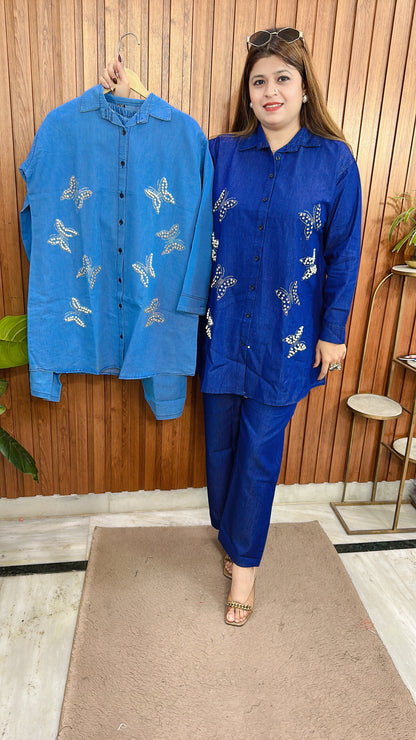 Butterfly Pearl Denim Coord set