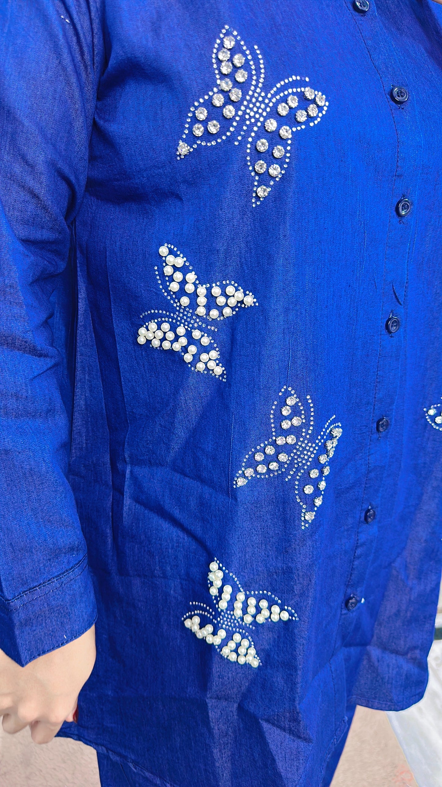 Butterfly Pearl Denim Coord set