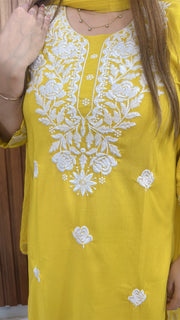 Lakhnavi Embroidery Cotton Suit Set
