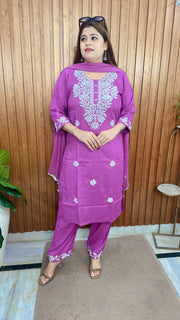 Lakhnavi Embroidery Cotton Suit Set