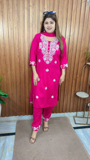 Lakhnavi Embroidery Cotton Suit Set