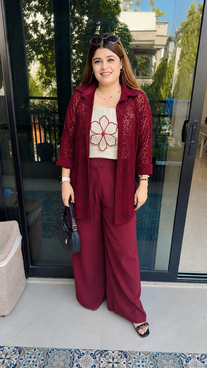 Aneeda Crochet Shrug Three Piece Coord Set