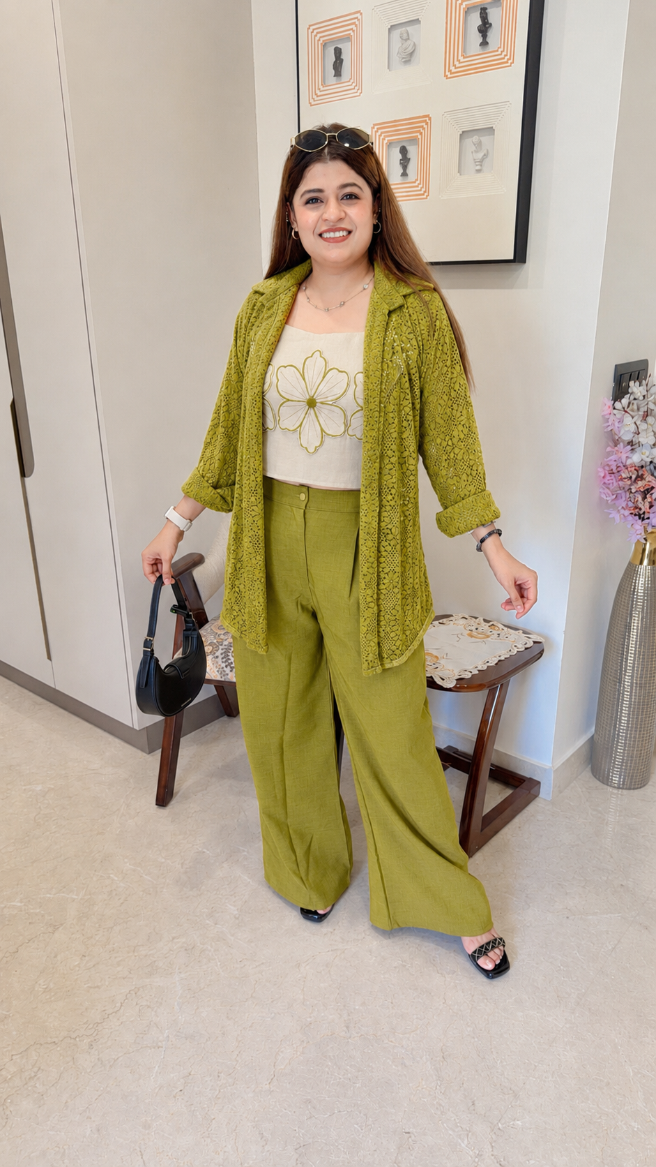 Aneeda Crochet Shrug Three Piece Coord Set