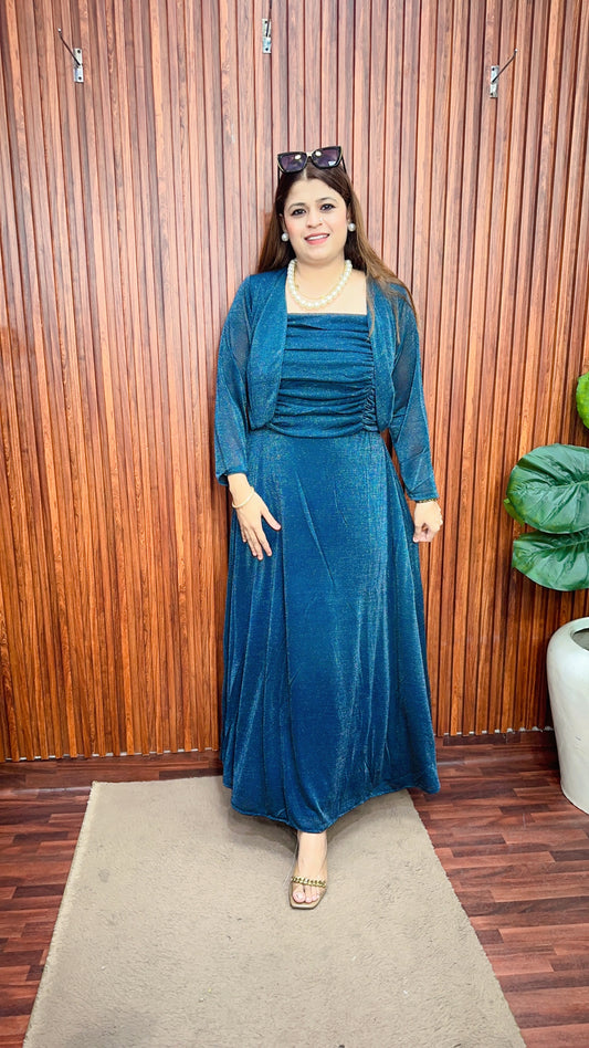 Shimmer Speghetti with shrug dress