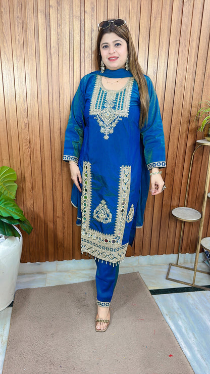 Suhani Cotton silk Partywear Handwork Suit