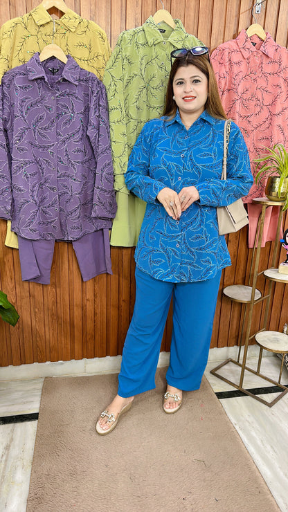 Sequence Embroidery Cotton Linen Coord set