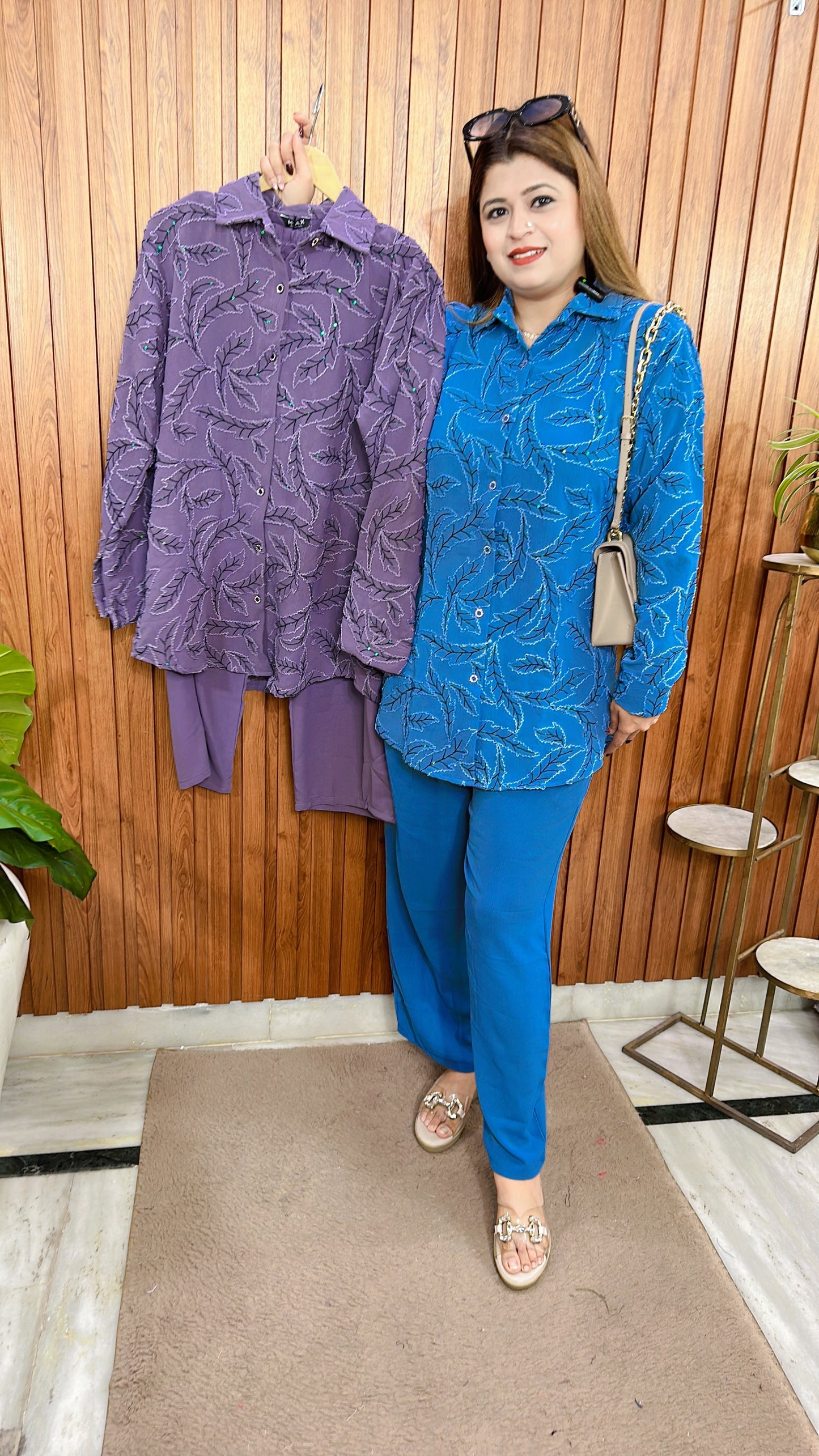 Sequence Embroidery Cotton Linen Coord set