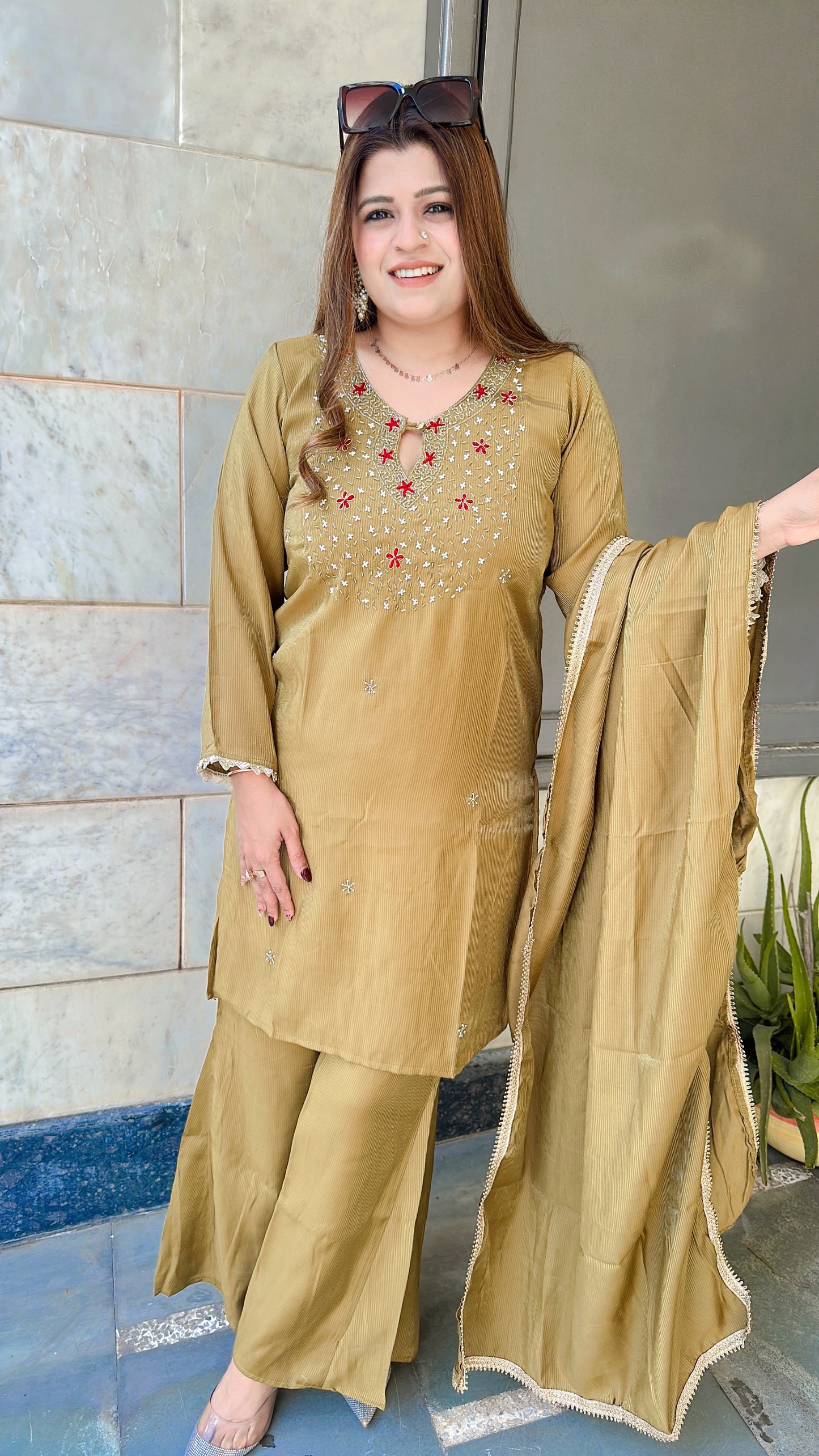 Arisha Three Piece set With Bellbottom Pants