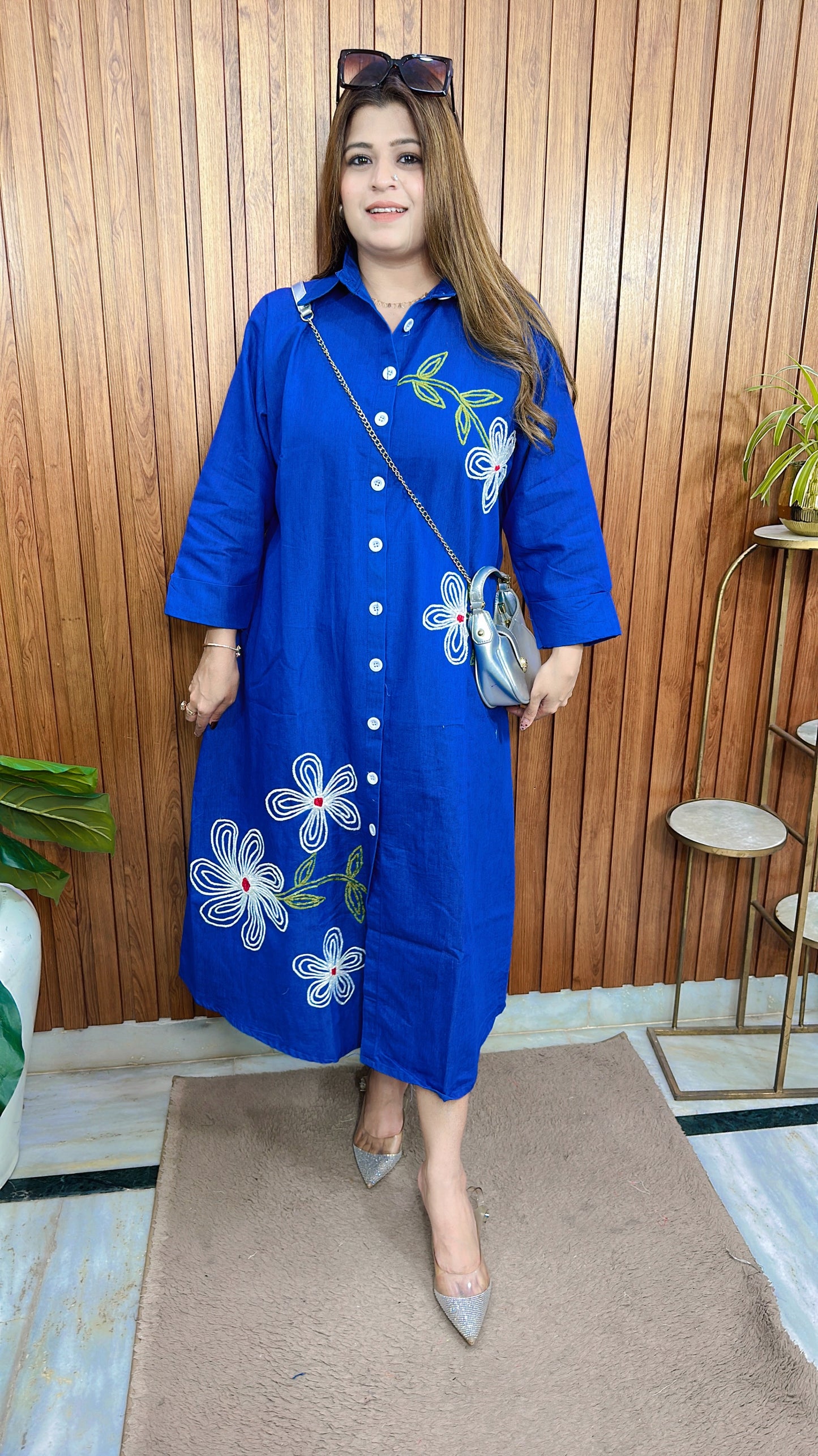 Flower Embroidery Denim Dress