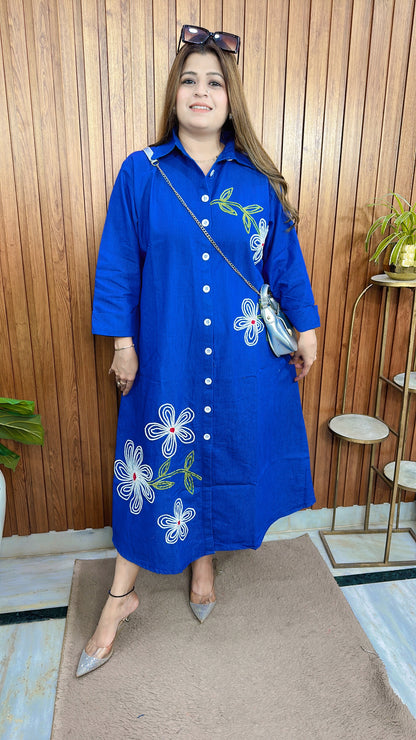 Flower Embroidery Denim Dress
